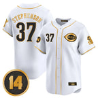 Johmsee C.Reds #37 Tyler Stephenson Player White-Gold Vapor Premier Limited Home Stitched Jerseys