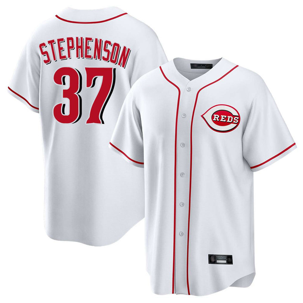Johmsee C.Reds #37 Tyler Stephenson Player White Game Home Stitched Jerseys