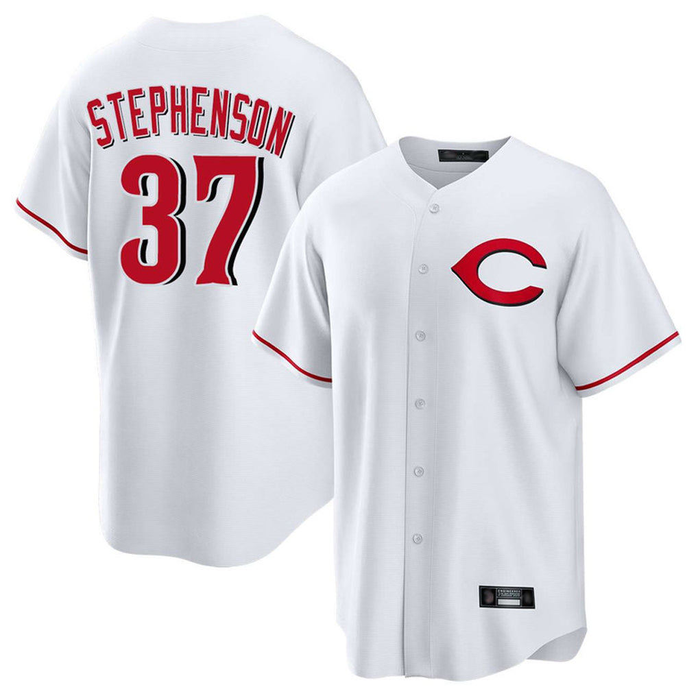Johmsee C.Reds #37 Tyler Stephenson Player White Home Game Stitched Jerseys