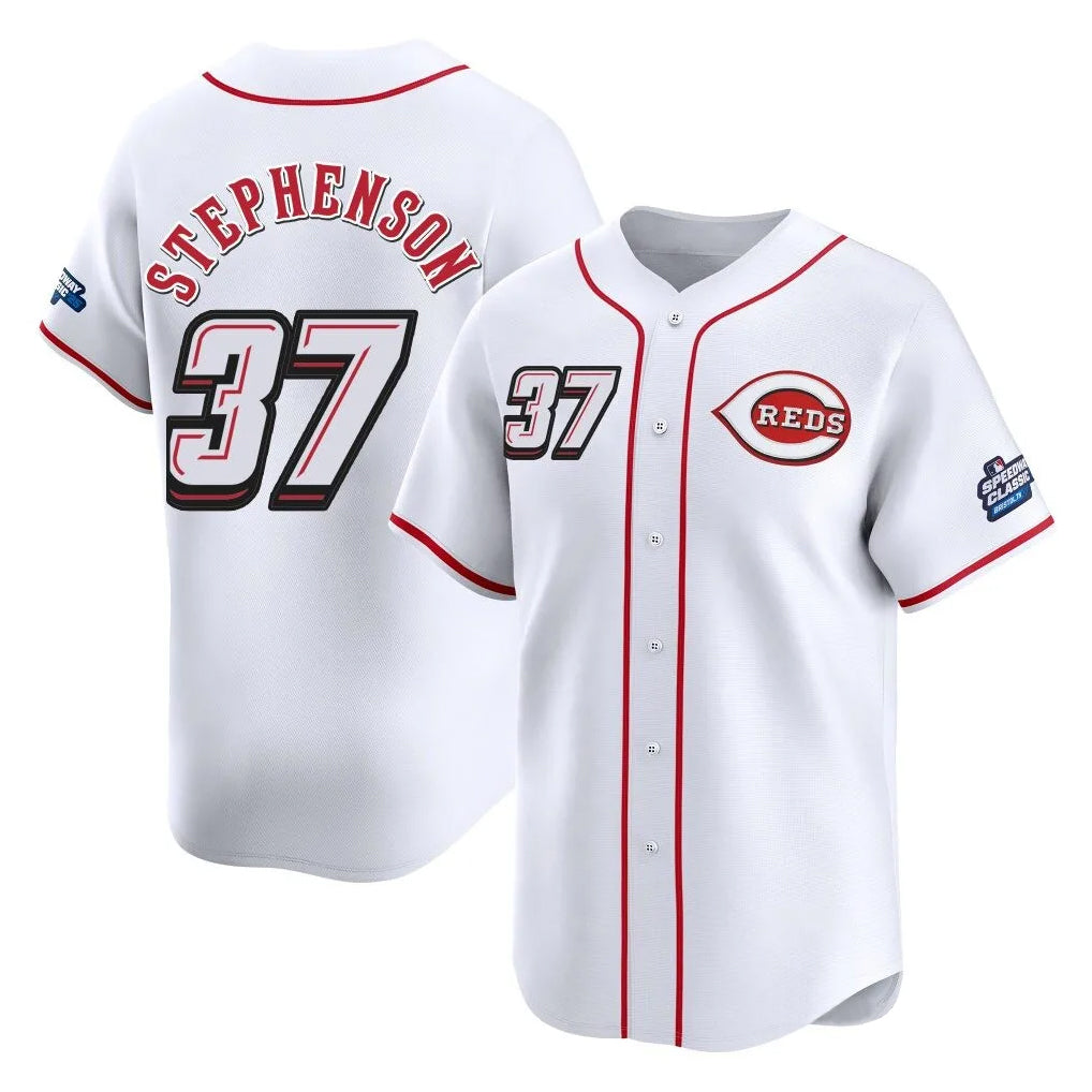 Johmsee C.Reds #37 Tyler Stephenson Player White Speedway Classic Home Limited Stitched Jerseys