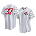 Johmsee C.Reds #37 Tyler Stephenson Player White Stripe Field of Dreams Game Home Stitched Jerseys