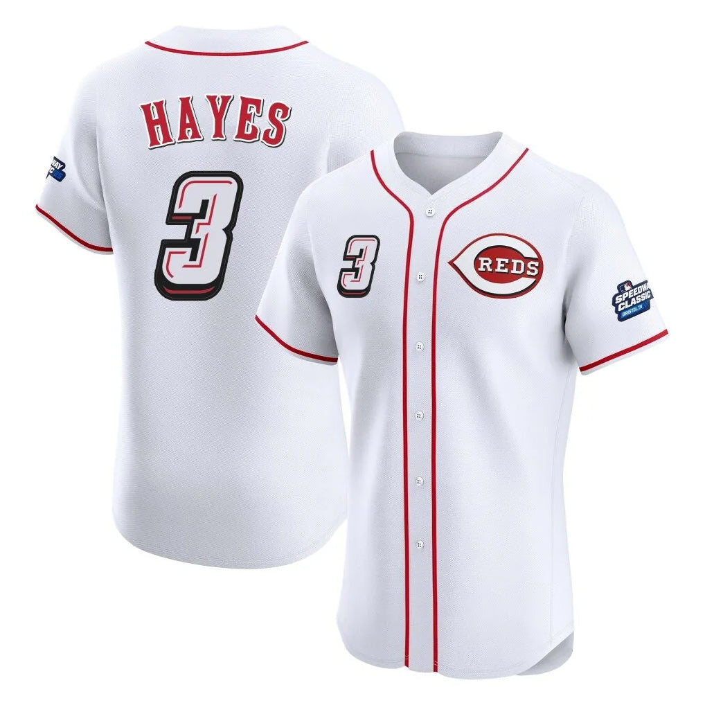 Johmsee C.Reds #3 Ke'Bryan Hayes Player White Speedway Classic Limited Elite Home Stitched Jerseys