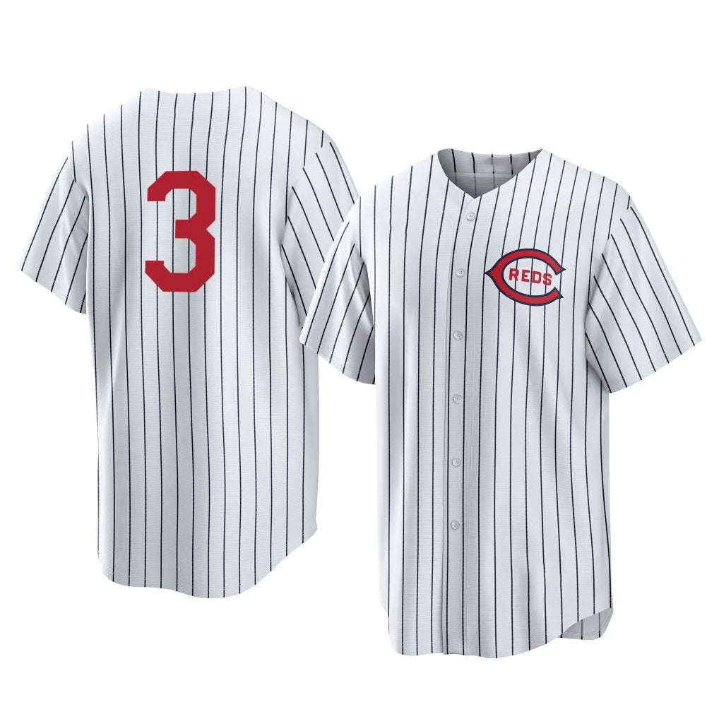 Johmsee C.Reds #3 Ke'Bryan Hayes Player White Stripe Field of Dreams Game Home Stitched Jerseys