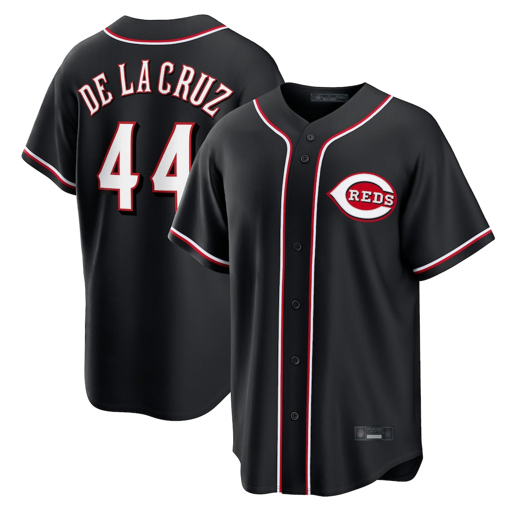 Johmsee C.Reds #44 Elly De La Cruz Player Black Fashion Out Home Game Stitched Jerseys