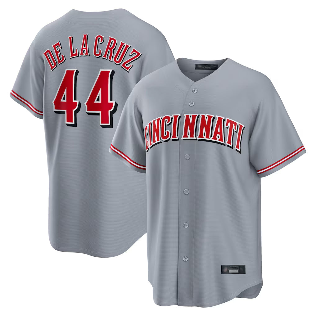 Johmsee C.Reds #44 Elly De La Cruz Player Gray Home Game Stitched Jerseys