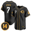 Johmsee C.Reds #7 Spencer Steer Player Black-Gold Vapor Premier Limited Home Stitched Jerseys