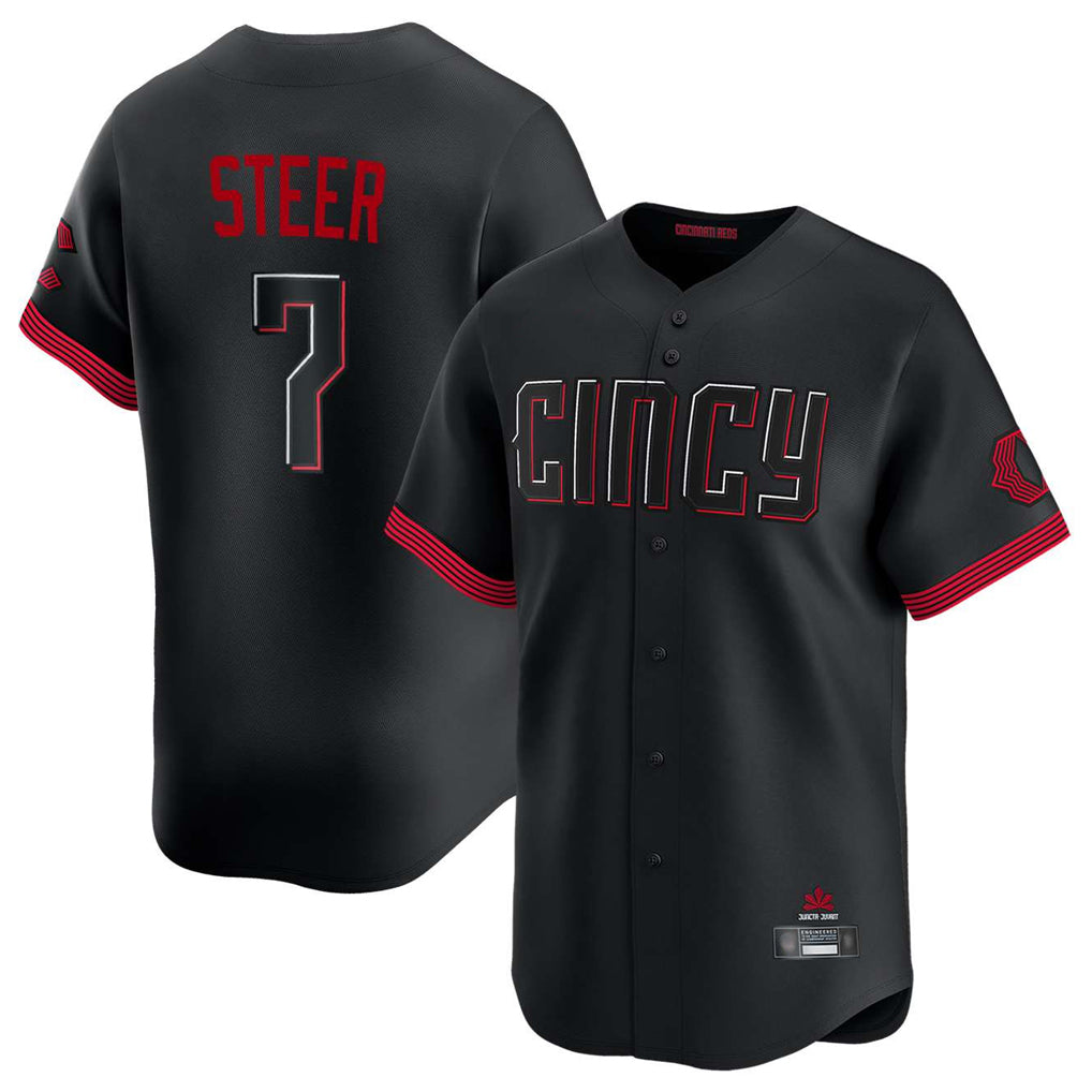 Johmsee C.Reds #7 Spencer Steer Player Black City Connect Home Limited Stitched Jerseys