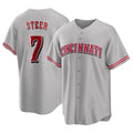 Johmsee C.Reds #7 Spencer Steer Player Gray Home Game Stitched Jerseys