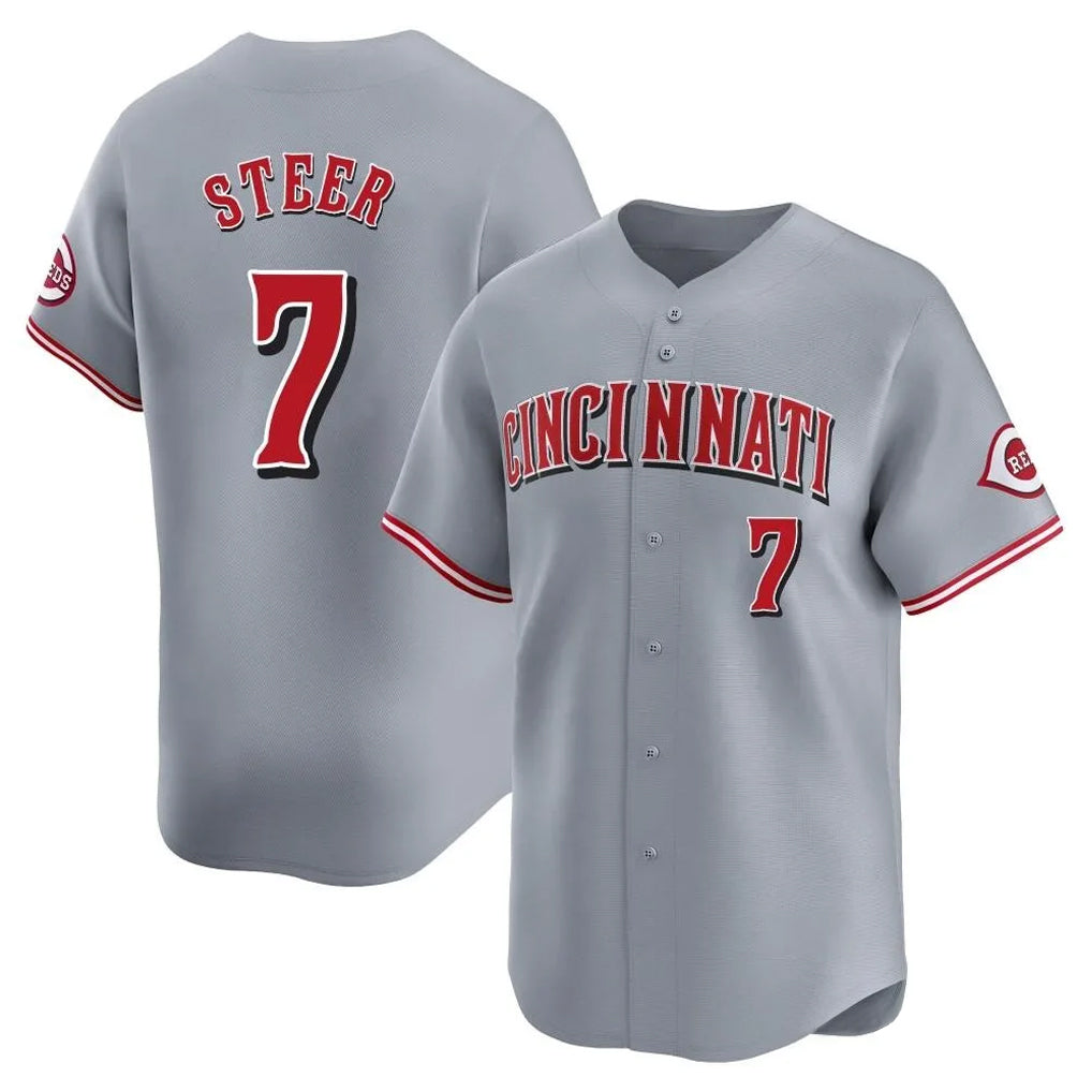 Johmsee C.Reds #7 Spencer Steer Player Gray Home Limited Stitched Jerseys