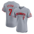 Johmsee C.Reds #7 Spencer Steer Player Gray Limited Elite Home Stitched Jerseys