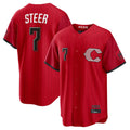 Johmsee C.Reds #7 Spencer Steer Player Red 2026 City Connect Home Game Stitched Jerseys