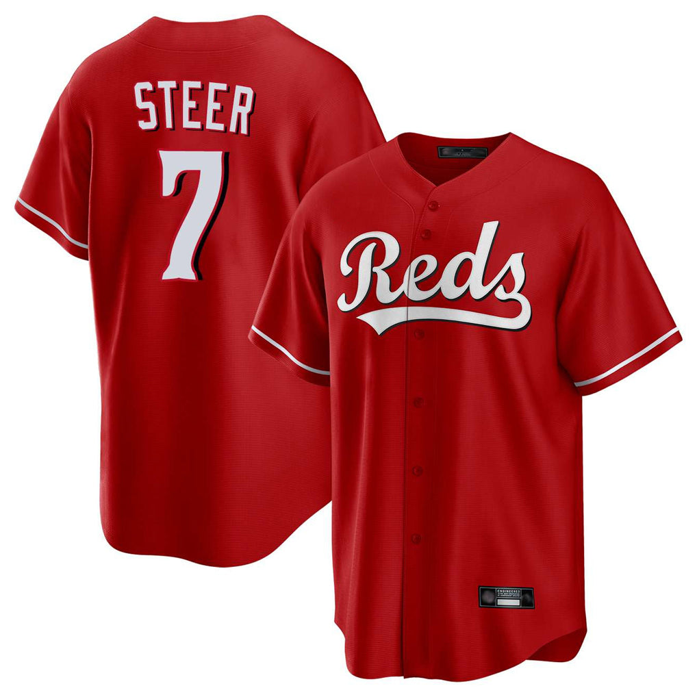 Johmsee C.Reds #7 Spencer Steer Player Red Home Game Stitched Jerseys
