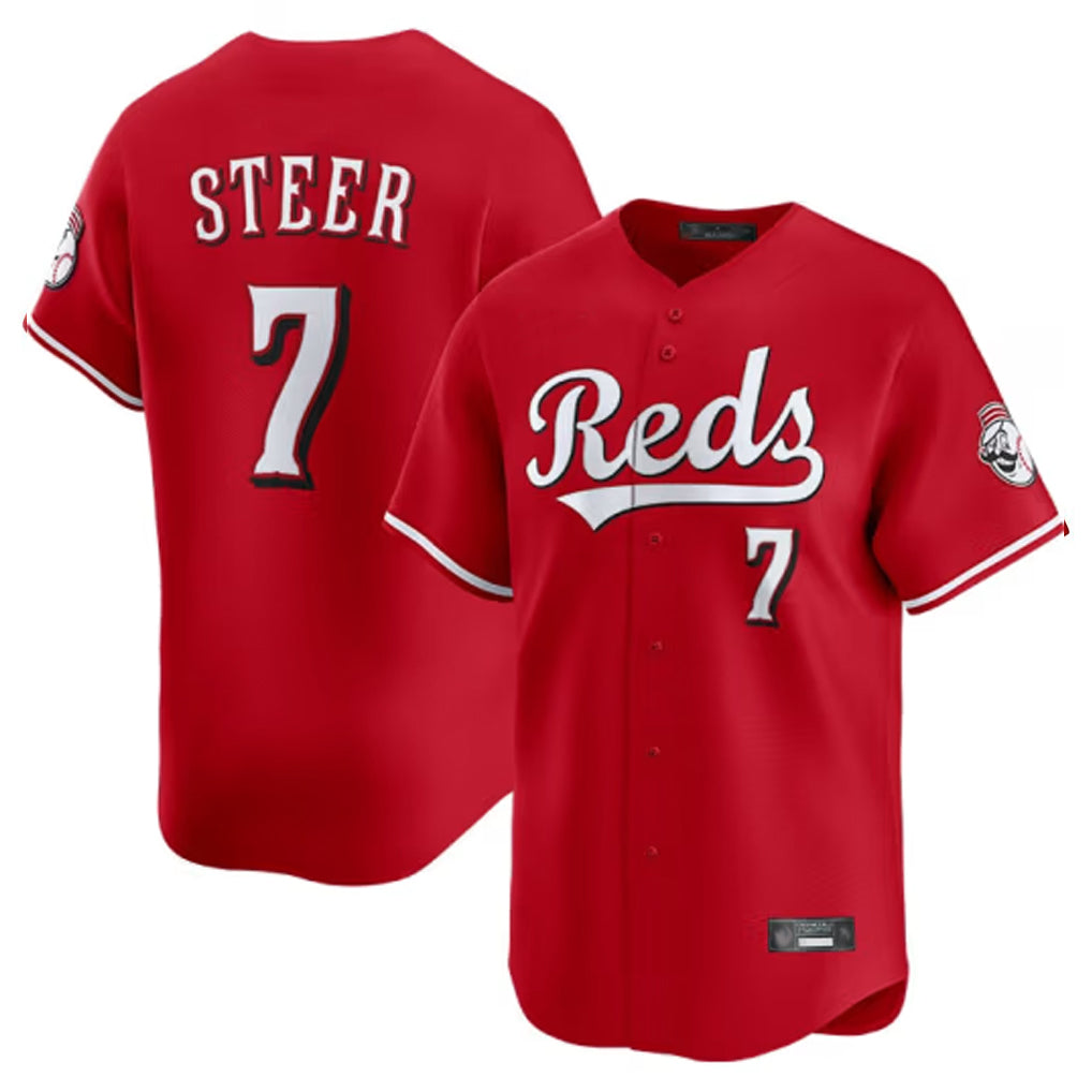 Johmsee C.Reds #7 Spencer Steer Player Red Home Limited Stitched Jerseys