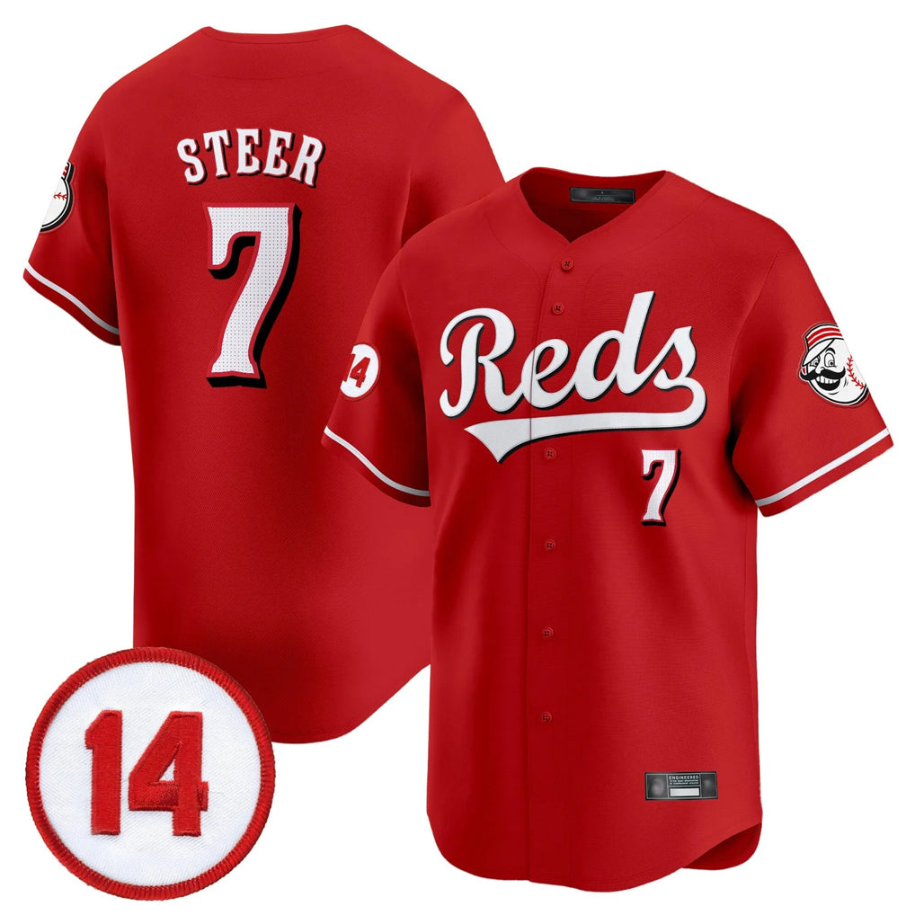 Johmsee C.Reds #7 Spencer Steer Player Red Vapor Premier Limited Home Stitched Jerseys