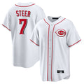 Johmsee C.Reds #7 Spencer Steer Player White Game Home Stitched Jerseys