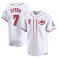 Johmsee C.Reds #7 Spencer Steer Player White Home Limited Stitched Jerseys