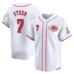 Johmsee C.Reds #7 Spencer Steer Player White Home Limited Stitched Jerseys