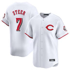 Johmsee C.Reds #7 Spencer Steer Player White Limited Home Stitched Jerseys
