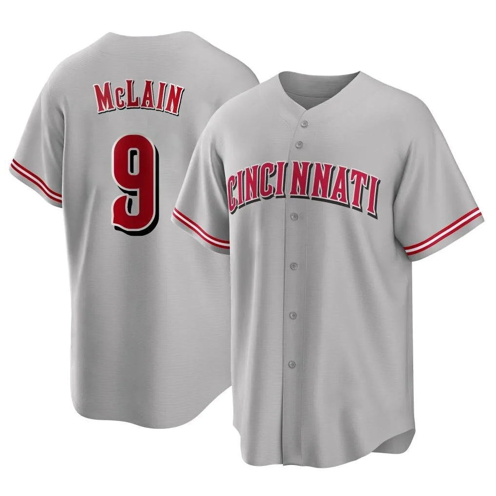 Johmsee C.Reds #9 Matt McLain Player Gray Home Game Stitched Jerseys