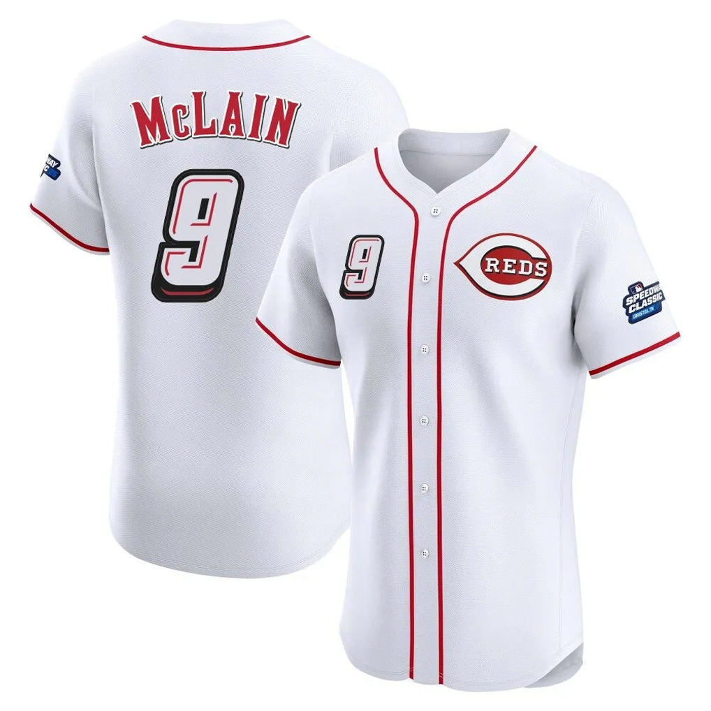 Johmsee C.Reds #9 Matt McLain Player White Speedway Classic Limited Elite Home Stitched Jerseys