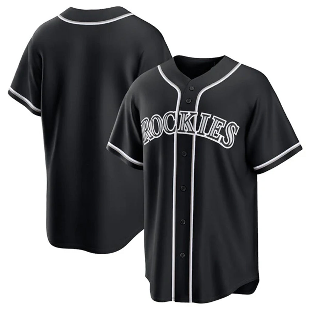 Johmsee C.Rockies Black Fashion Out Home Game Blank Player Stitched Jerseys