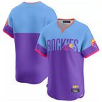 Johmsee C.Rockies Purple-Light Blue City Connect Limited Home T-shirt Blank Player Stitched Jerseys