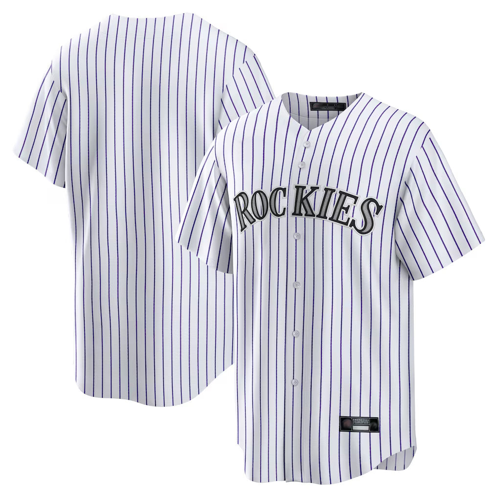 Johmsee C.Rockies White Game Home Blank Player Stitched Jerseys