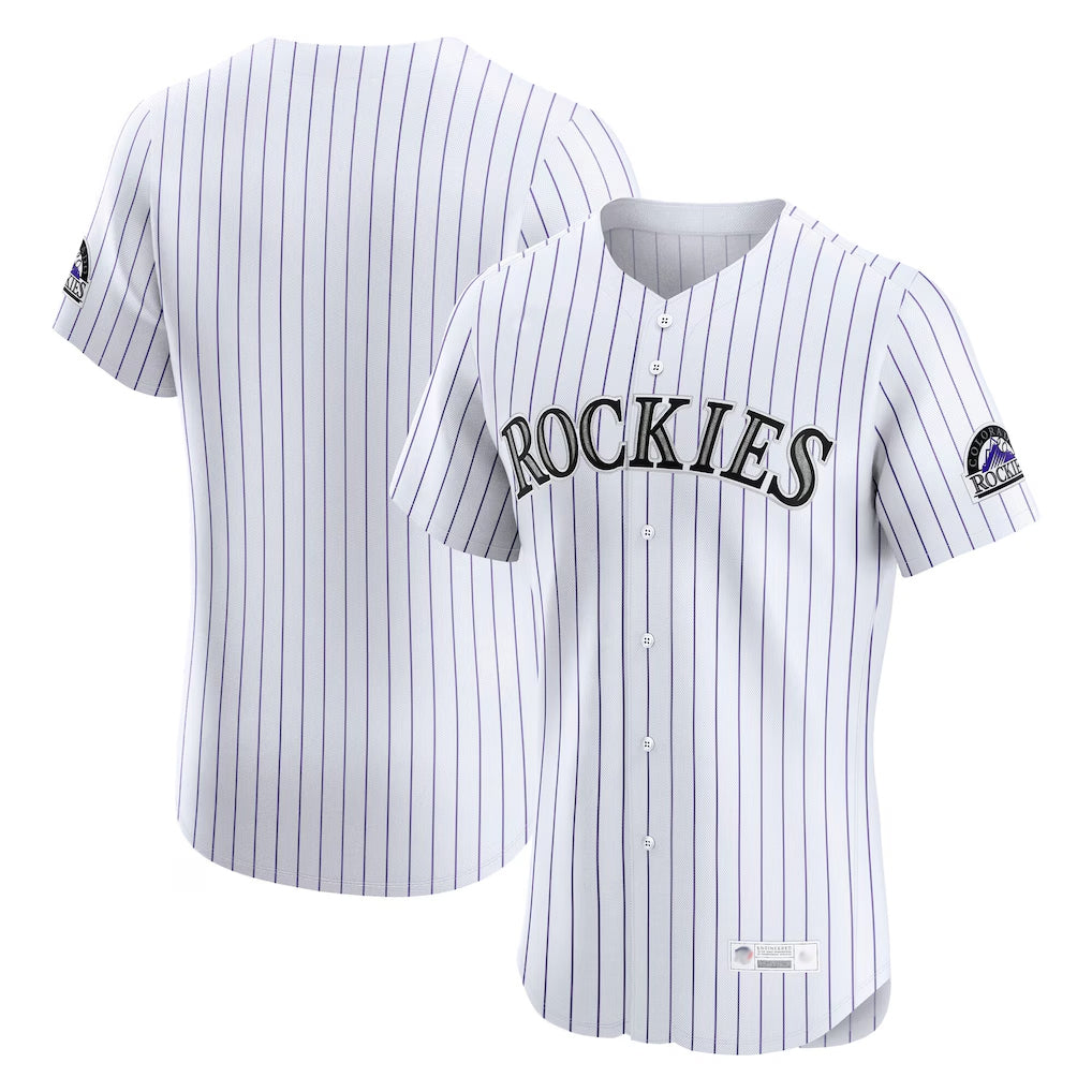Johmsee C.Rockies White Limited Home Blank Player Stitched Jerseys