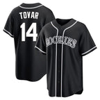 Johmsee C.Rockies #14 Ezequiel Tovar Player Black Fashion Out Home Game Stitched Jerseys