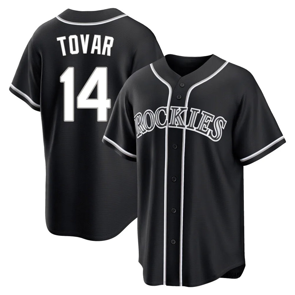 Johmsee C.Rockies #14 Ezequiel Tovar Player Black Fashion Out Home Game Stitched Jerseys