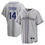 Johmsee C.Rockies #14 Ezequiel Tovar Player Gray Game Home Stitched Jerseys