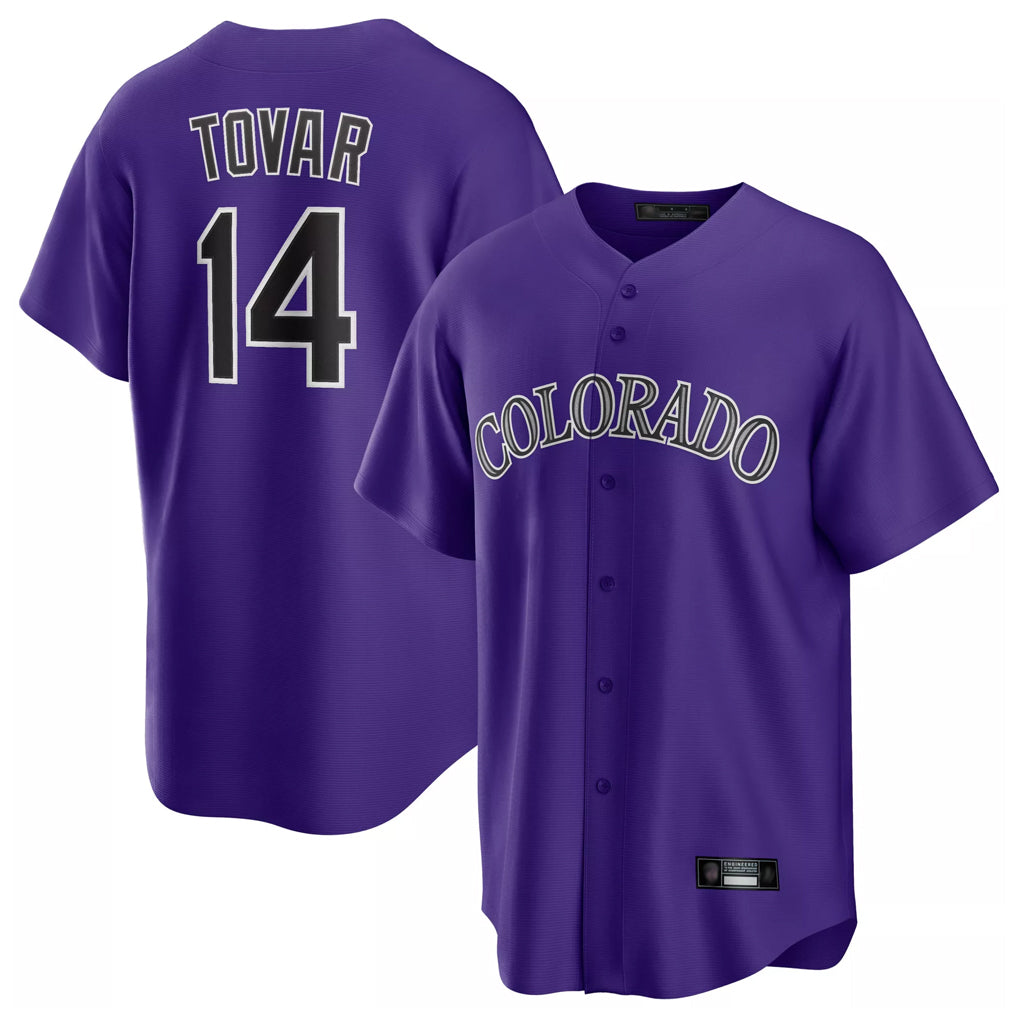 Johmsee C.Rockies #14 Ezequiel Tovar Player Purple Game Home Stitched Jerseys