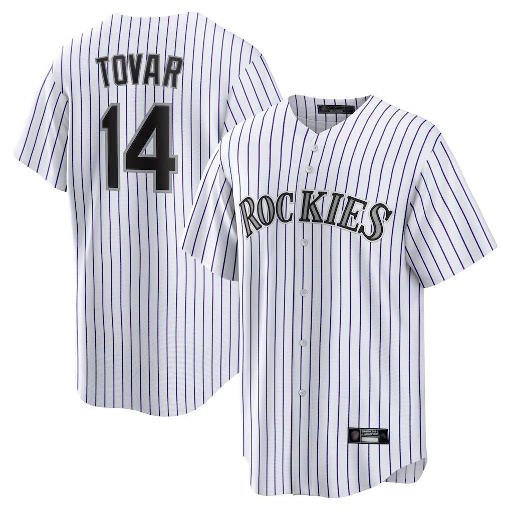 Johmsee C.Rockies #14 Ezequiel Tovar Player White Game Home Stitched Jerseys