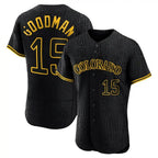 Johmsee C.Rockies #15 Hunter Goodman Player Black Snake Skin City Limited Elite Home Stitched Jerseys