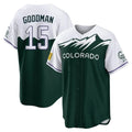 Johmsee C.Rockies #15 Hunter Goodman Player Green City Connect Home Game Stitched Jerseys