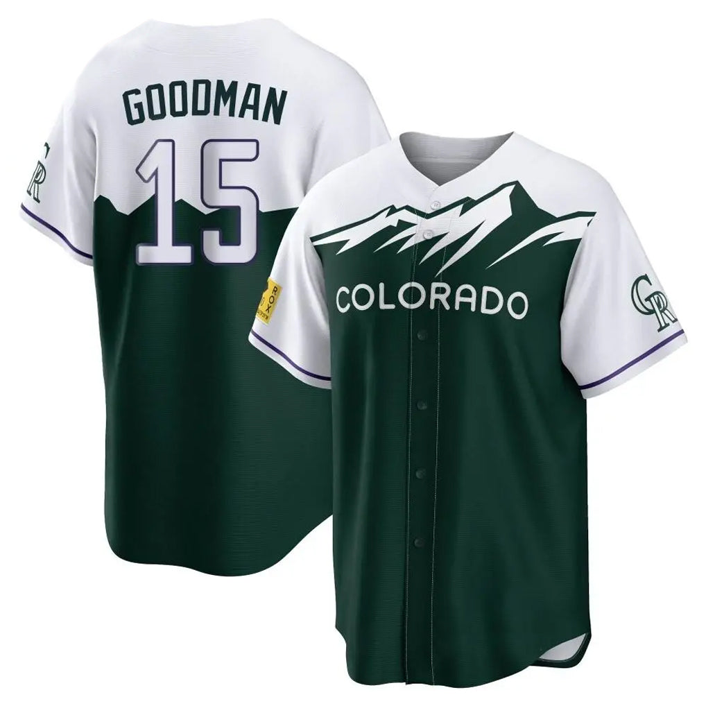 Johmsee C.Rockies #15 Hunter Goodman Player Green City Connect Home Game Stitched Jerseys