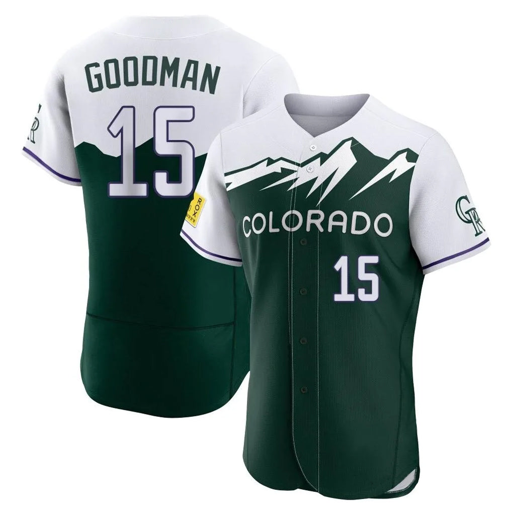 Johmsee C.Rockies #15 Hunter Goodman Player Green City Connect Limited Elite Home Stitched Jerseys