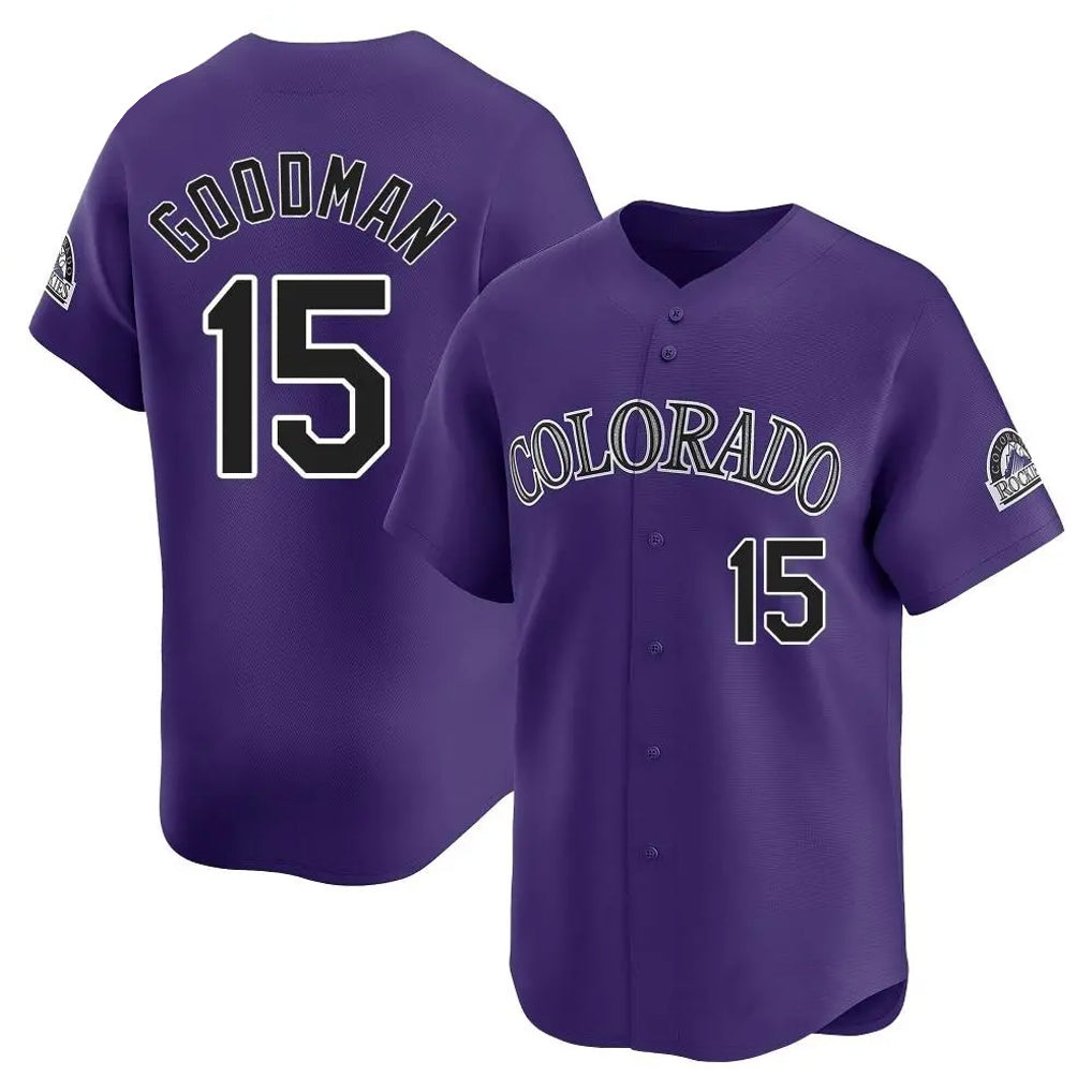 Johmsee C.Rockies #15 Hunter Goodman Player Purple Limited Home Stitched Jerseys