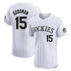 Johmsee C.Rockies #15 Hunter Goodman Player White Limited Elite Home Stitched Jerseys