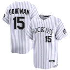 Johmsee C.Rockies #15 Hunter Goodman Player White Limited Home Stitched Jerseys