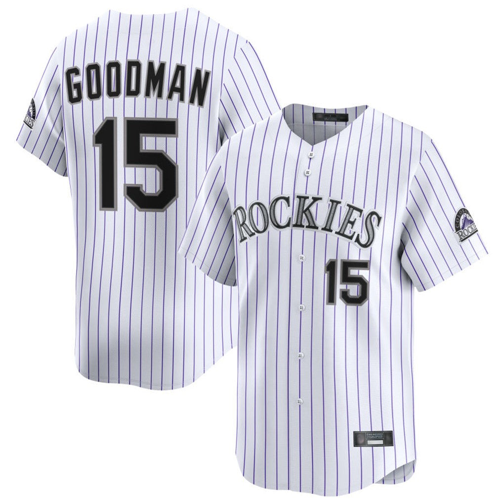 Johmsee C.Rockies #15 Hunter Goodman Player White Limited Home Stitched Jerseys
