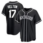 Johmsee C.Rockies #17 Todd Helton Player Black Fashion Out Home Game Stitched Jerseys
