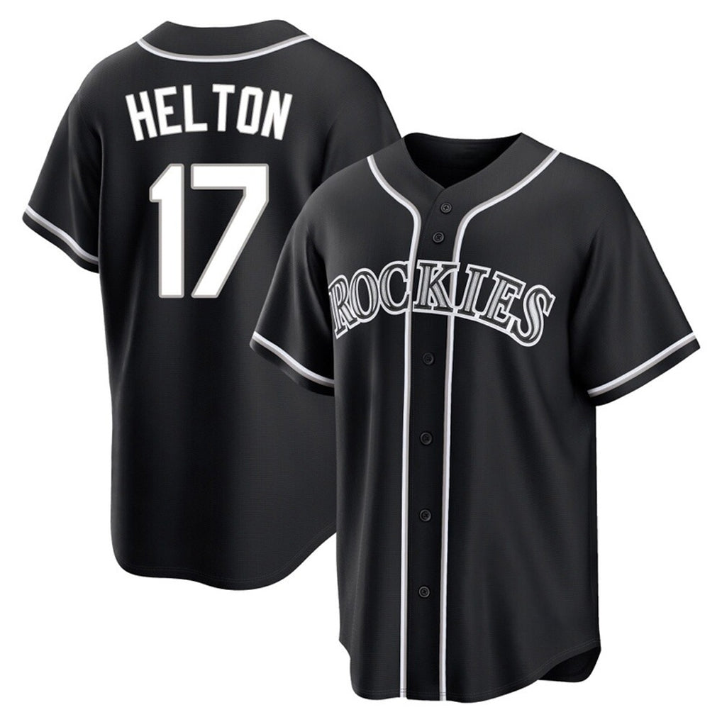 Johmsee C.Rockies #17 Todd Helton Player Black Fashion Out Home Game Stitched Jerseys
