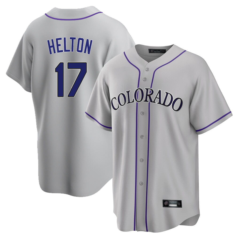 Johmsee C.Rockies #17 Todd Helton Player Gray Game Home Stitched Jerseys