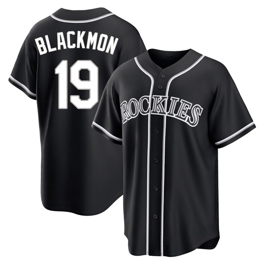 Johmsee C.Rockies #19 Charlie Blackmon Player Black Fashion Out Home Game Stitched Jerseys