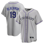 Johmsee C.Rockies #19 Charlie Blackmon Player Gray Game Home Stitched Jerseys