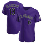 Johmsee C.Rockies #19 Charlie Blackmon Player Purple Limited Elite Home Stitched Jerseys