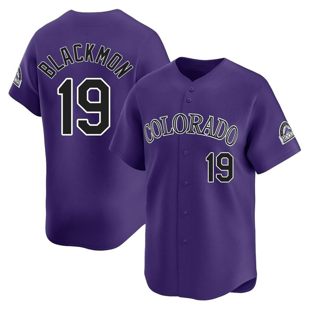 Johmsee C.Rockies #19 Charlie Blackmon Player Purple Limited Home Stitched Jerseys