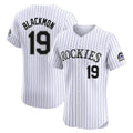 Johmsee C.Rockies #19 Charlie Blackmon Player White Limited Elite Home Stitched Jerseys