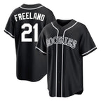 Johmsee C.Rockies #21 Kyle Freeland Player Black Fashion Out Home Game Stitched Jerseys